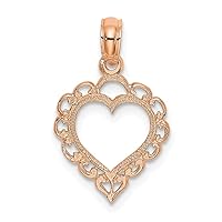 14k Rose Gold Polished Lace Border Heart Pendant