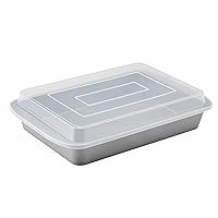 Farberware GoldenBake Bakeware Nonstick Baking Pan/Cake Pan with Lid, Rectangle, Insulated, 9 Inch x 13 Inch - Gray