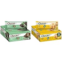 Quest Nutrition Mint Chocolate Chunk Protein Bars, High Protein, Low Carb, Gluten Free, Keto Friendly, 12 Count & Lemon Cake Protein Bars, High Protein, Low Carb, Gluten Free, Keto Friendly, 12 Count