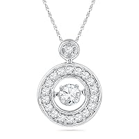 DGOLD 10KT White Gold Round Diamond in Motion Circle Pendant (1/3 cttw)