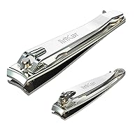 FERYES Nail Clippers with Catcher 2 PCS Set, No Splash Fingernail Clipper  and Toenail Clipper, Stainless Steel Nail Cutters - W/Black Metal Case