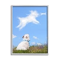 Stupell Industries White Dog Watching Shaped Clouds Chasing Bone, Design by Michael Quackenbush, 24 x 30
