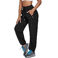 Pinspark womens Hiking Quick Dry Elastic Waisted Cargo Sweatpants