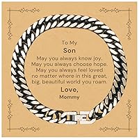 Gift for Son, Cuban Link Chain Bracelet. To Son, May you always feel loved. Birthday Motivational Gift From Mommy. Christmas Unique Gift