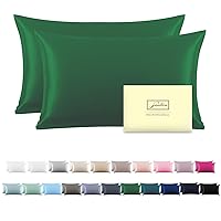 Silk Pillow Cases 2 Pack Soft Breathable and Sliky King Size Pillow Cases Set of 2,Natural Mulberry Satin Silk Pillowcase with Hidden Zipper for Hair and Skin (Olive Green,20