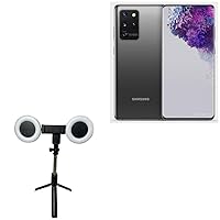 BoxWave Stand and Mount Compatible with Samsung Galaxy S20 Ultra - RingLight SelfiePod, Selfie Stick Extendable Arm with Ring Light - Jet Black
