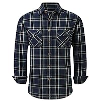 Men's Plaid Flannel Shirt Spring Autumn Male Regular Fit Casual Long-Sleeved Shirts