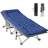 Camping Cot, Camping Cots for Adults with Thick Mattress, Heavy Duty Cots for Sleeping 500LBS (Max Load) 1200D Double Layer Oxford, Camping Bed for Home Travel Camp Beach Vacation