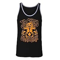 Manateez Men's Halloween Jacked O Lantern Pumpkin Spider Web Muscle Pumpkin Jack O Lantern Tank Top