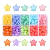 LiQunSweet 250 Pcs 10 Colors Acrylic Star Beads Spacer Beads for Bracelet Necklace Jewelry Making DIY Craft - 9x9.5mm
