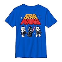 STAR WARS Boy's Pixel Darth Vader and Stormtroopers T-Shirt