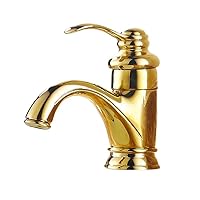 YI YA YA - European pastoral gilt hot and cold faucet antique bathroom cabinet wash basin single hole faucet gold