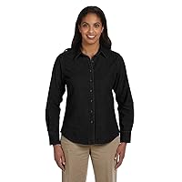 Women's Spread Collar Denim Shirt, WASHED BLACK, X-Large