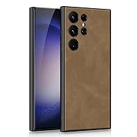 Cover for Samsung Galaxy S24ultra/S24plus/S24 Ultrathin PU Leather Case Full Lens Protection Soft Shockproof Shell Wireless Charging (Brown,S24 Ultra)