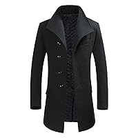 Wool Blended Winter Long Jacket Men's Fashion Wool Coat Solid Color Casual Jacket