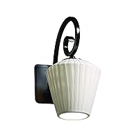 Justice Design Group Limoges 1-Light Wall Sconce - Matte Black Finish with Waterfall Translucent Porcelain Shade