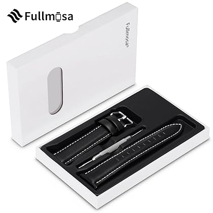 Fullmosa 22mm Leather Watch Bands Compatible with Samsung Galaxy Watch 46mm,Galaxy Watch 3 45mm,Gear S3 Frontier/Classic,Huawei Watch GT,Garmin Vivoactive 4/Forerunner 945,Black