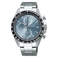 Seiko Selection Men's Quartz Chronograph, Dial: Light Blue, Vertical 3-prong chronograph