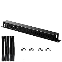 19 Inch 1U Cable Management Horizontal Cable Rack Mount Manager with mounting Screws for Service Rack Cabinet 24 Slot Finger Duct with Cover