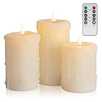 ANGELLOONG Flameless Candles with Remote, Battery Operated Candles with Flickering Flame, Fake LED Electric Timer Candles for Home Holiday Party Christmas Decor, Dripping