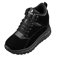 CALTO Men's Invisible Height Increasing Elevator Shoes - Lace-up High-Top Hiking Style Sneaker Boots - 4 Inches Taller