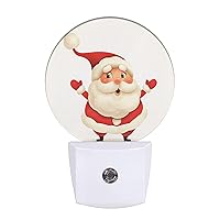 Cute Santa Claus Decorative Night Light Plug in Merry Christmas Xmas New Year Auto LED Lamp Energy Saving Round Lights Gifts for Boys Girls Men Women