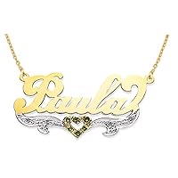 Rylos Necklaces For Women Gold Necklaces for Women & Men 14K Yellow Gold or White Gold Personalized Diamond & Colorstone High Polish Nameplate Necklace Special Order, Made to Order Necklace
