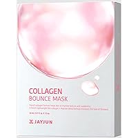 JAYJUN Collagen Bounce Mask (10 Sheets) – Firming & Plumping with French Marine Collagen 0.77 fl. oz.