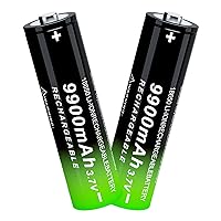 1￵￵8￵￵6￵￵5￵￵0 Rechargeable Battery 3.7V L￵￵it￵￵hi￵￵um Cells Batteries  (9900mAh Battery Button Top 2 Pack)