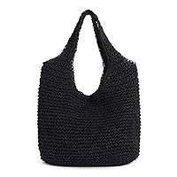 Hand-woven Soft Large Straw Shoulder Bag Boho Straw Handle Tote Retro Summer Beach Bag Rattan Handbag
