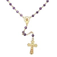 NOVICA Handmade Gold Plated Amethyst Rosary Crafted in Bali Pendant Station Indonesia Religious Birthstone 'Cross of Salvation'
