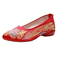 Vintage Chinese Style Women Silk Embroidered Red Wedding Shoes High End Elegant Comfortable Bridal Flat Shoes