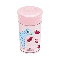 Dr. Brown’s Milestones Cheers 360 Cup Spoutless Transition Cup, Travel Friendly & Leak-Free Sippy Cup, Pink Leopard, 10 oz/300 mL