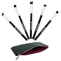 Mini Kabuki Makeup Brush Set – Beauty Junkees 5pc Professional Eyeshadow Make Up Brushes with Case; Blending, Concealer, Contour Highlighter, Smudging Eye Shadow Cosmetics, Cruelty Free