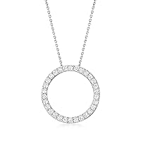 1.30 cttw Round Cut White Moissanite Diamond 925 Sterling Silver Eternity Circle Pendant Necklace With 18 Inch Chain