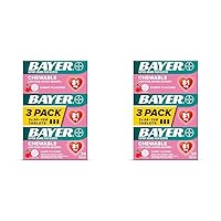 Bayer Aspirin Low Dose 81 mg Chewable Tablets, Pain Reliever, Cherry Flavored, 216 Tablets (36 Count Pack of 6)