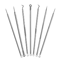 HAWATOUR Blackhead Remover, 7-in-1 Stainless Steel Pimple Extractor Tool Acne Removal Kit, Silver