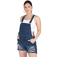 Twiin Sisters Women's Comfy Stretchy Slim Fit Ripped Jeans Denim Shorts Overalls Shortalls Romper Outfit for Women