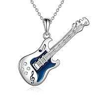 YFN Guitar Necklace Sterling Silver Guitar Music Pendant Gifts for Guitar Players Guitar Lover Music Jewelry for Men Women