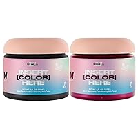 Semi Permanent Hair Color - Fuchsia Crystal & Black Onyx | Color Depositing Conditioner, Temporary Hair Dye, Safe | 6 oz each