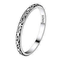 Suplight 925 Sterling Silver Celtic Knot/Evil Eye/Infinity Symbol Band Ring, 2MM 3MM Thin Vintage Finger Thumb Ring for Women (with Gift Box)