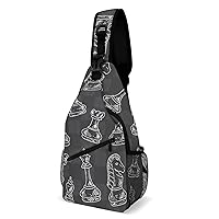 Chess Pieces Crossbody Sling Backpack Multipurpose Chest Bag Casual Shoulder Bag Travel Hiking Daypack