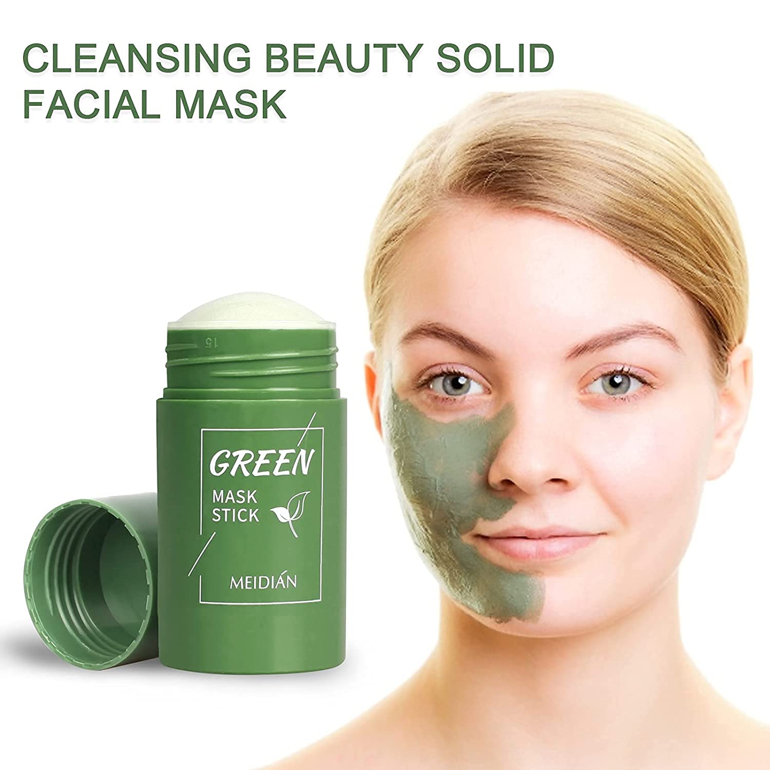 fenshine 2 Pack Green Tea Purifying Clay Stick Mask, Green Tea Cleansing Mask Blackhead Remover, Face Moisturizes Oil Control Deep Clean Pore for All Skin Types Men Women