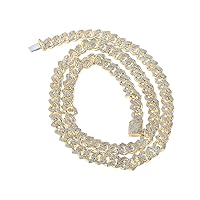 The Diamond Deal 10kt Yellow Gold Mens Round Diamond 22-inch Cuban Link Chain Necklace 8-5/8 Cttw