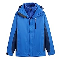 Men's Outdoor Waterproof Jackets Windbreaker Coats Winter Warm Double Placket Fleece Jacket Full Zip Hooded Overcoat