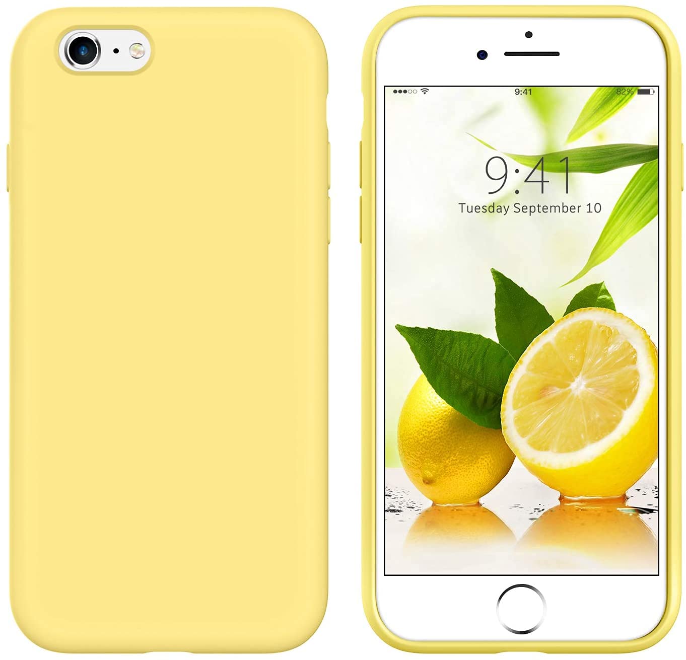 GUAGUA iPhone 6s Case iPhone 6 Case Liquid Silicone Soft Gel Rubber Slim Lightweight Microfiber Lining Cushion Texture Cover Shockproof Protective Anti-Scratched Phone Cases for iPhone 6/6S Yellow