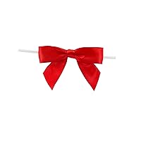 Reliant Ribbon 5170-06505-3X2 Satin Twist Tie Bows - Large Bows, 7/8 Inch X 100 Pieces, Red