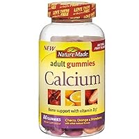 Nature Made Calcium Adult Gummies, Cherry, Orange & Strawberry 80 ea (Pack of 2)