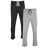 Hanes Men's Solid Knit Sleep Pant with Pockets and Drawstring, Black/Active Grey-2 Pack, M