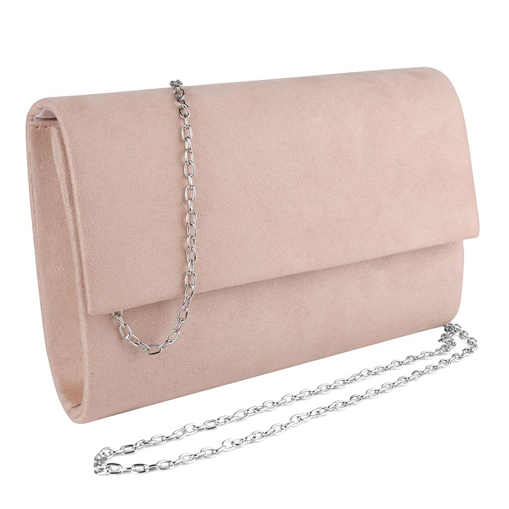 VG Bags Womens Chic Suede Evening Clutch Crossbody Handbag with Chain Strap
